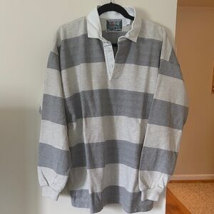 ColumbiaKnits Mens Hoop Stripe Rugby Oat Grey Heather